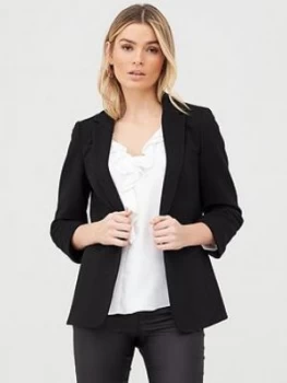 Image of Wallis Ribbed Turn Back Cuff Jacket - Black, Size 12, Women
