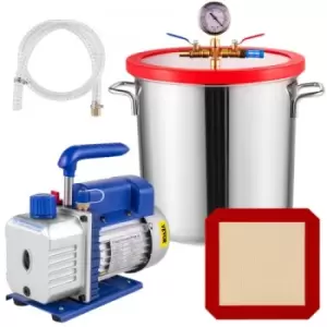 image of 5 Gallon Vacuum Chamber &1/4hp 3cfm Single Stage Vacuum Pump For Removing Gases