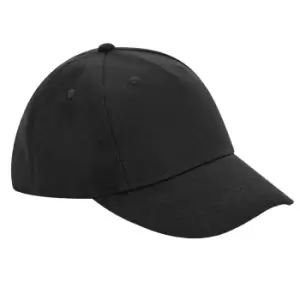 image of Beechfield 5 Panel Organic Cotton Baseball Cap (One Size) (Black)