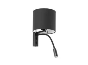 image of Tira Wall Lamp Black E27 with Reading Light 3W 3000K