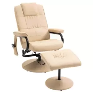 image of HOMCOM Massage Recliner Chair Cushioned Ottoman 10 Point Vibration Cream