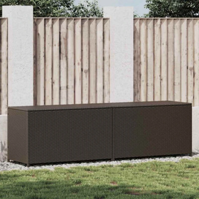 Image of vidaXL Garden Utility Storage Box Bench Container Chest Shed Poly Rattan Brown