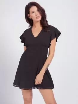 image of Guess V-Neck Ruffle Dress