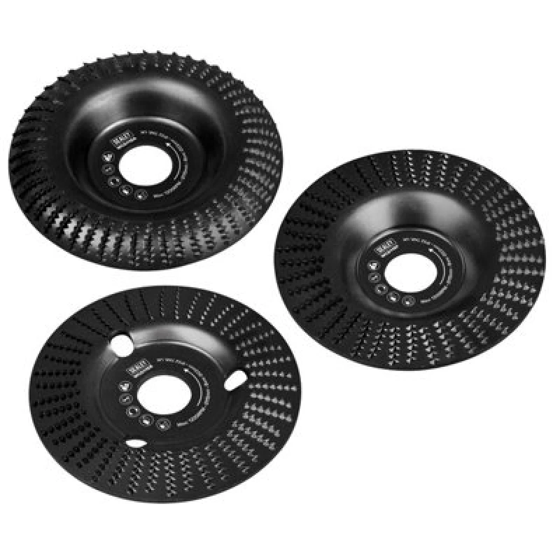 Image of Sealey 3 Piece Wood Carving Disc Set for Angle Grinders 115mm WCD1153 Diameter: 115mm