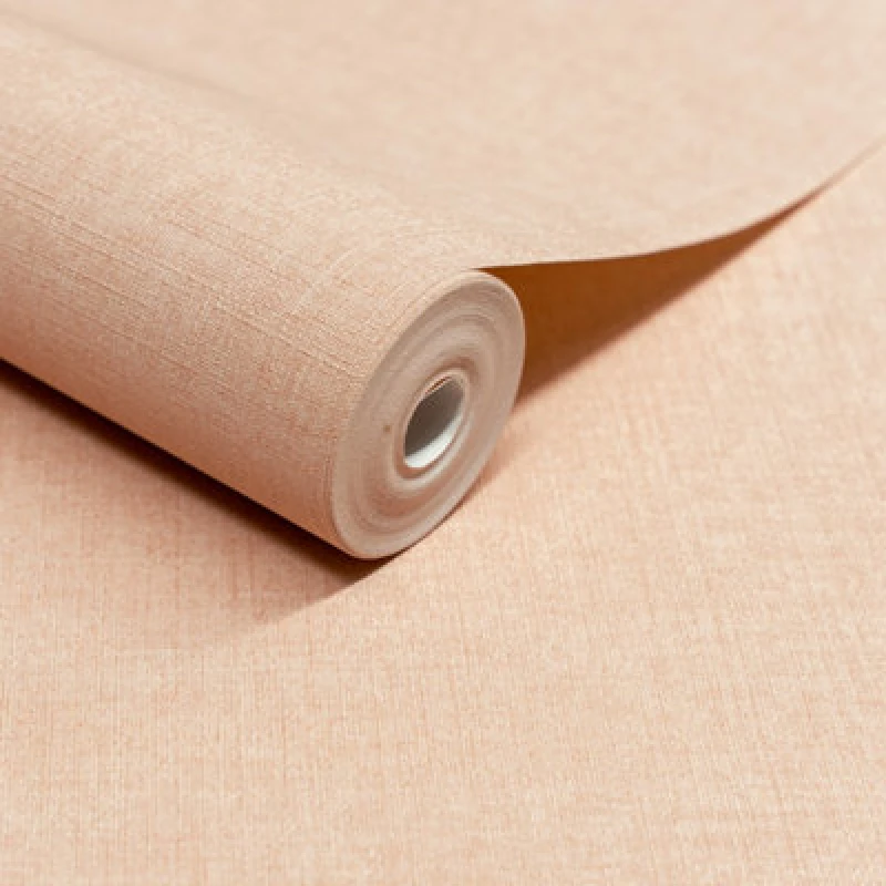 Image of Grandeco Solena Brushed Check Weave Hessian Textured Plain Wallpaper, Blush Plaster
