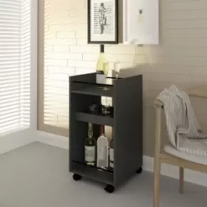 Image of Naples Serving Cart Drinks Bottle Glass Rack Unit Side Table - Grey
