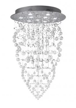 Image of Ceiling Cluster Pendant Cone 9 Light Polished Chrome, Crystal