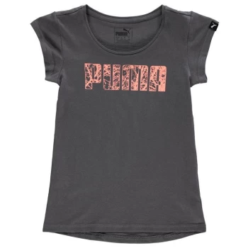 image of Puma Logo T Shirt Junior Girls - Grey