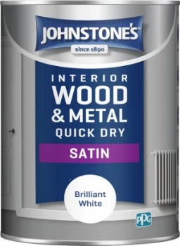 Image of Johnstone's Quick Dry Satin Paint 1.25L - Brilliant White