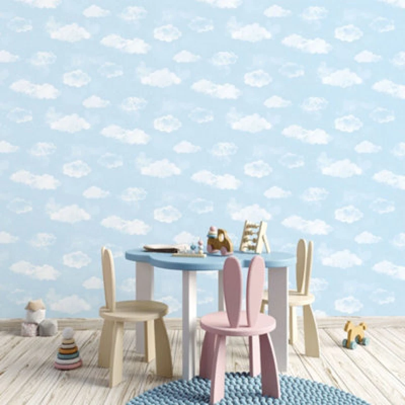 Image of Galerie Tiny Tots 2 Sky Blue Cloud Smooth Wallpaper