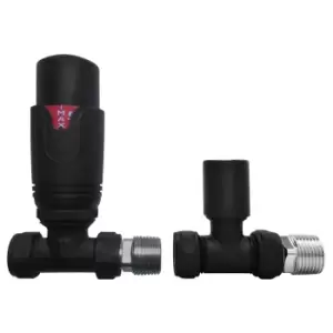 image of Matt Black Thermostatic Straight Radiator Valves