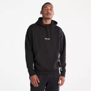 image of Timberland Reinforced-elbow Hoodie For Men In Black Black, Size L