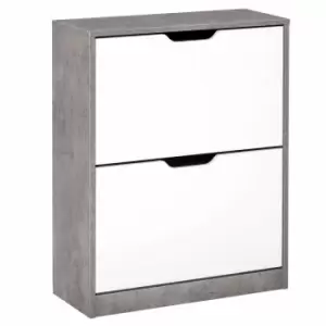 image of HOMCOM Two Drawer Shoe Cabinet With Groove Handles Adjustable Shelves