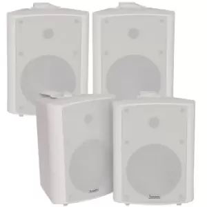 image of 4x 120W White Wall Mounted Stereo Speakers 6.5" 8Ohm Premium Home Audio Music