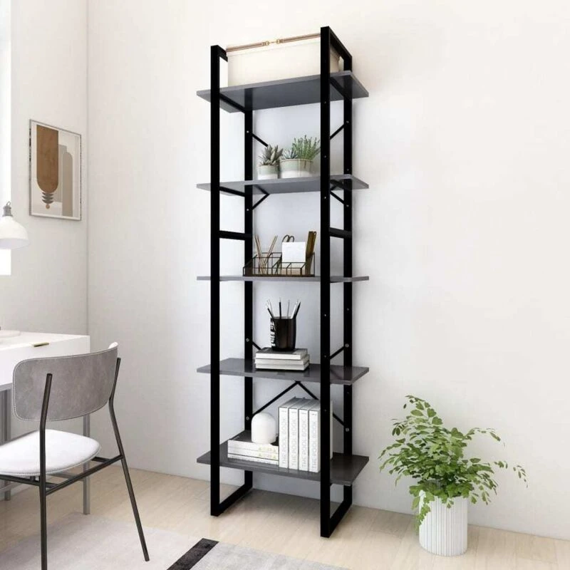 Image of VIDAXL Vidaxl - 5-Tier Book Cabinet Grey 60x30x175cm Engineered Wood 8720286649367