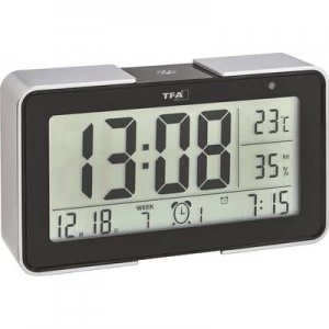 image of TFA Dostmann 60.2540.01 Radio Alarm clock Black, Silver Alarm times 3