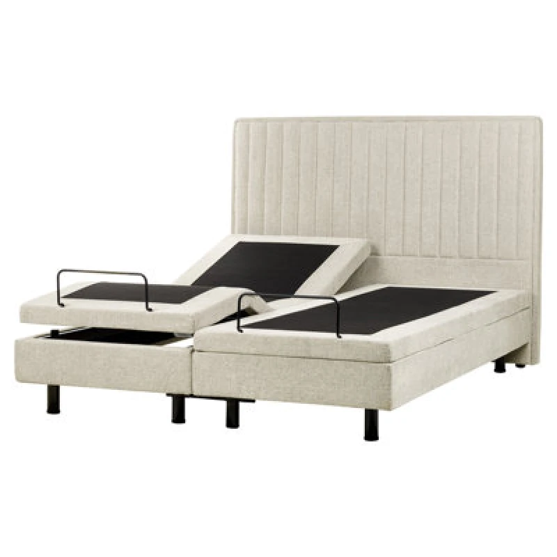 Image of Beliani Adjustable Bed Fabric Castellan 160 X 200 Cm (Eu King Size) Beige