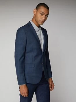 Image of Ben Sherman Micro Check Mod Suit Jacket - Blue, Size 42, Men