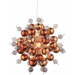 Image of Copper Plated Ceiling Pendant with Tinted Glass Spheres Decorative Light Fitting
