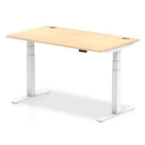 image of Trexus Sit Stand Desk With Cable Ports White Legs 1400x800mm Maple Ref