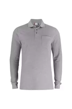 image of Basic Melange Long-Sleeved Polo Shirt