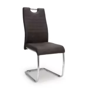 Image of 2 x Shankar Talia Suede Effect Dark Grey Dining Chairs