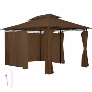 image of Tectake Luxury Gazebo Emine 4X3M With 6 Side Panels Brown