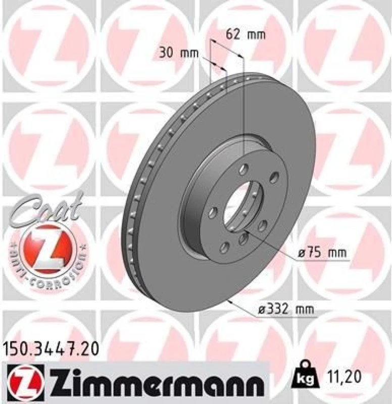Image of ZIMMERMANN Brake disc ZIMMERMANN 150.3447.20