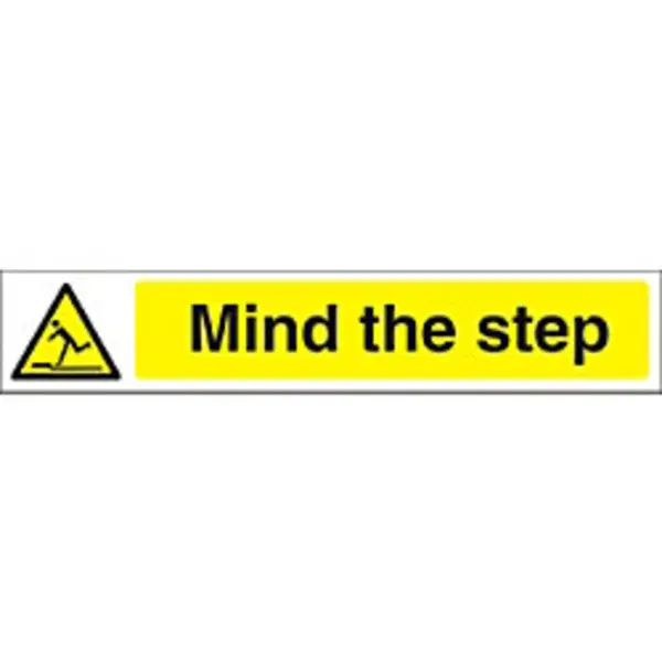 Image of SECO by Stewart Superior Seco Warning Safety Sign Mind The Step Self Adhesive Vinyl 300 x 50mm - W0185SAV300X50 W0185SAV300X50