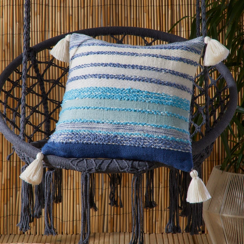 Image of Drift Home 'Grayson' Outdoor Eco-Friendly Garden Filled Bench Cushion Blue