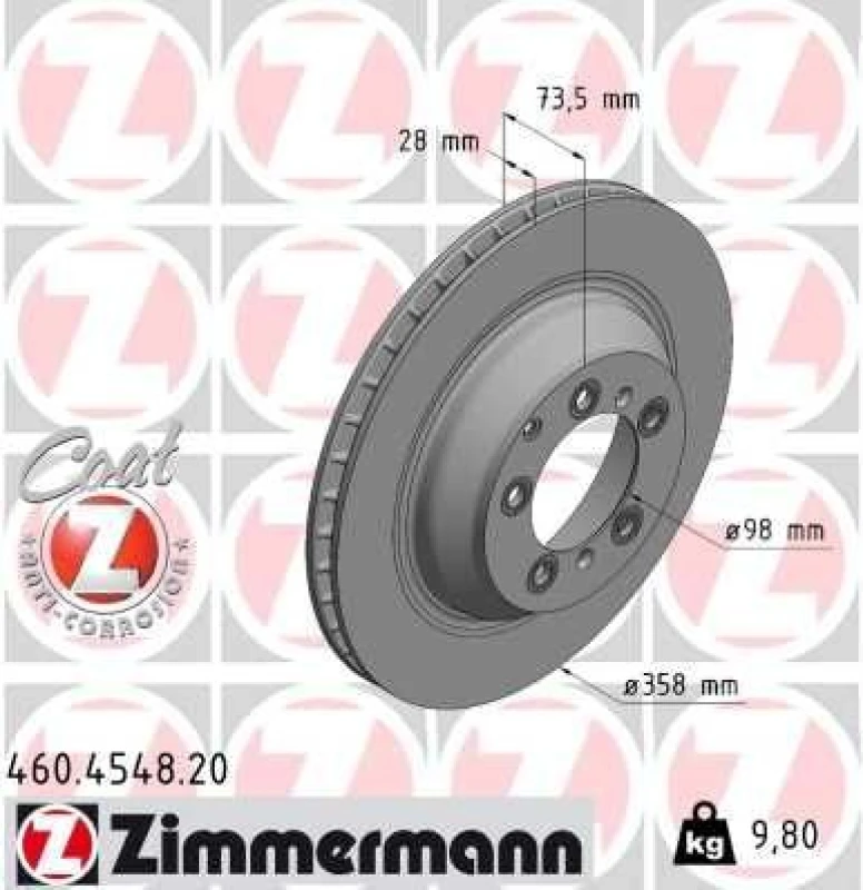 Image of ZIMMERMANN Brake disc ZIMMERMANN 460.4548.20
