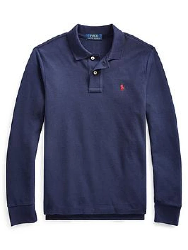 Image of Cotton Polo Shirt with Long Sleeves