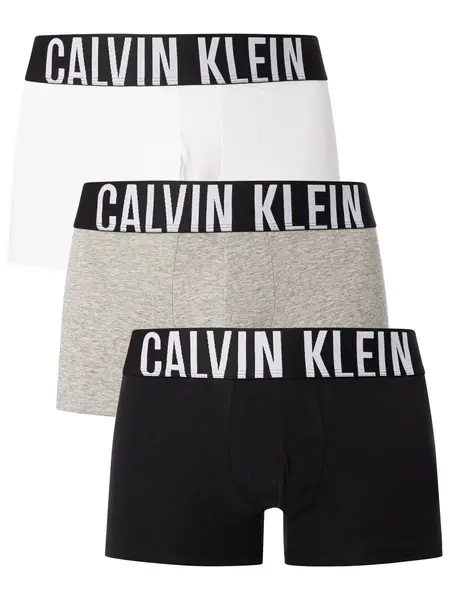 Image of Calvin Klein 3 Pack Intense Power Trunks Black/Grey Heather/White S