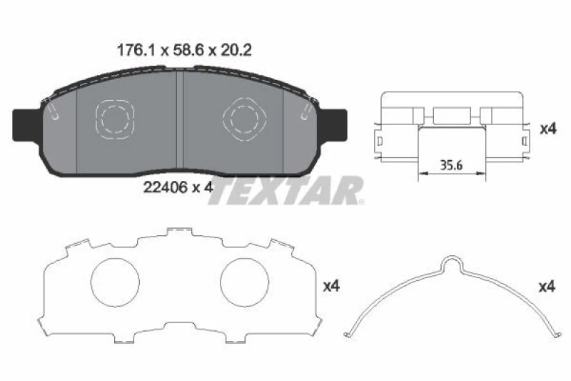 Image of Brake pad set TEXTAR 2240601