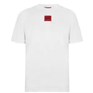 image of Hugo Diragolino Red Patch Logo T-Shirt White