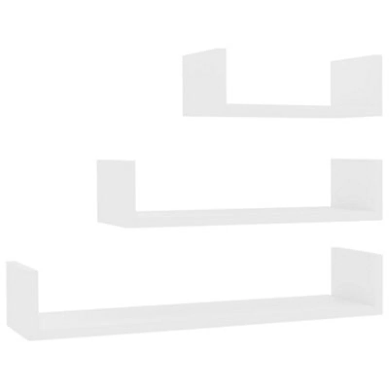 Image of vidaXL 3x Wall Display Shelf White Engineered Wood Floating Shelf Wall Shelf