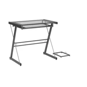 image of Modern Glass Computer Desk 31 Inch, Grey