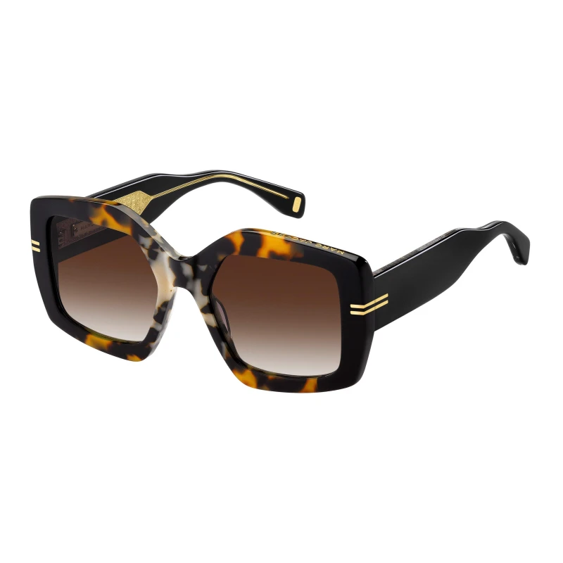 Image of Marc Jacobs Womens Rec Geometric Round Sunglasses Havana female 53 cm