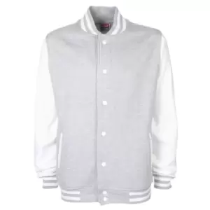 Image of FDM Unisex Varsity / University Jacket (Contrast Sleeves) (2XL) (Heather Grey/White)