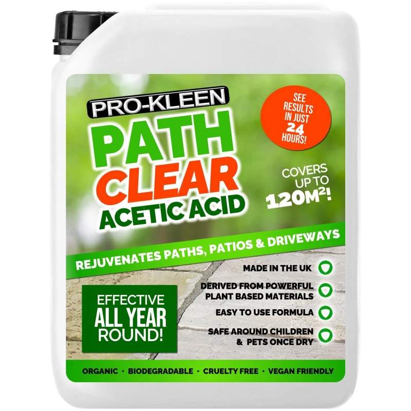 Image of ProKleen Path Cleaner Acetic Acid Concentrated 30% Glyphosate Free 1 x 5L Clear unisex