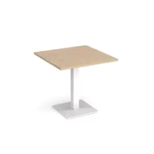 Image of Brescia square dining table with flat square white base 800mm - kendal oak