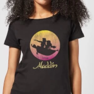 Image of Disney Aladdin Flying Sunset Womens T-Shirt - Black
