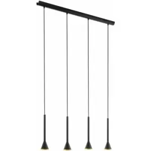 Image of Pendant Ceiling Light Colour Black Outer & Gold Inner Shade Bulb GU10 4x5W