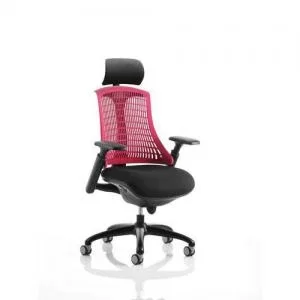 Image of Flex Chair Black Frame With Red Back With Headrest KC0105 59721DY