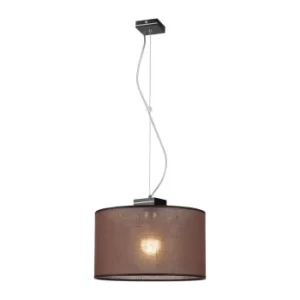 image of Sofia Cylindrical Pendant Ceiling Light With Fabric Shade, Wenge, 1x E27