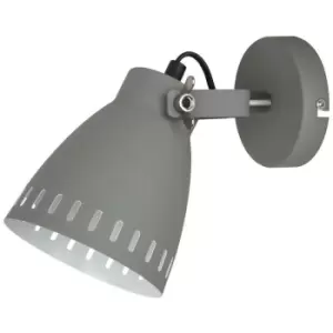 image of Italux Franklin - Industrial And Retro Wall Lamp Satin Grey 1 Light with Grey Shade, E27