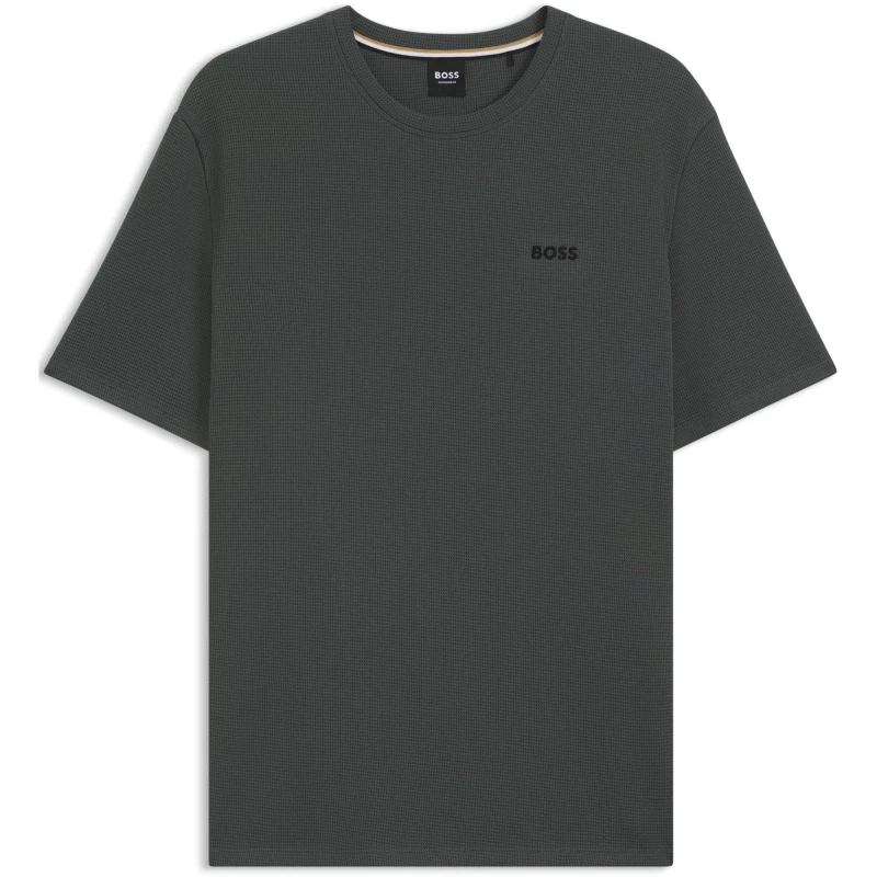 Image of Boss Mens Waffle T-Shirt, Structured Design Open Green 345 male Large
