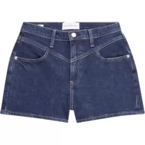 Image of Calvin Klein Jeans High Rise Denim Shorts - Blue