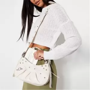 Image of I Saw It First Studded Curved Crossbody Bag - Cream
