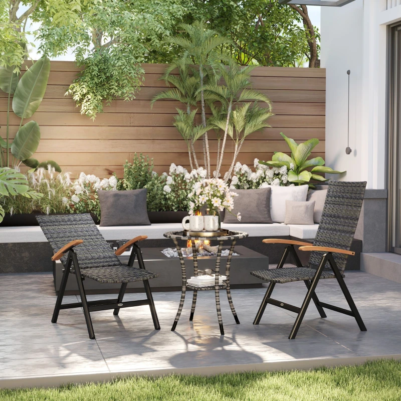 Image of Outsunny Outdoor Folding Dining Chair - Dining Chair - Grey TJ Hughes 5063603671959